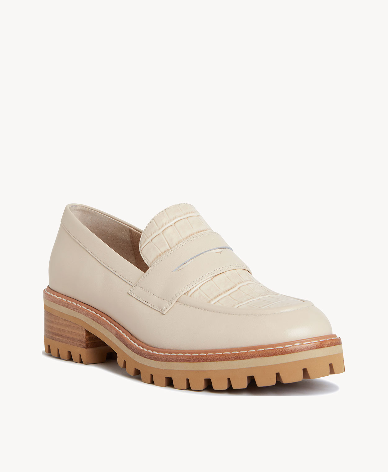 Cream new arrivals leather loafers
