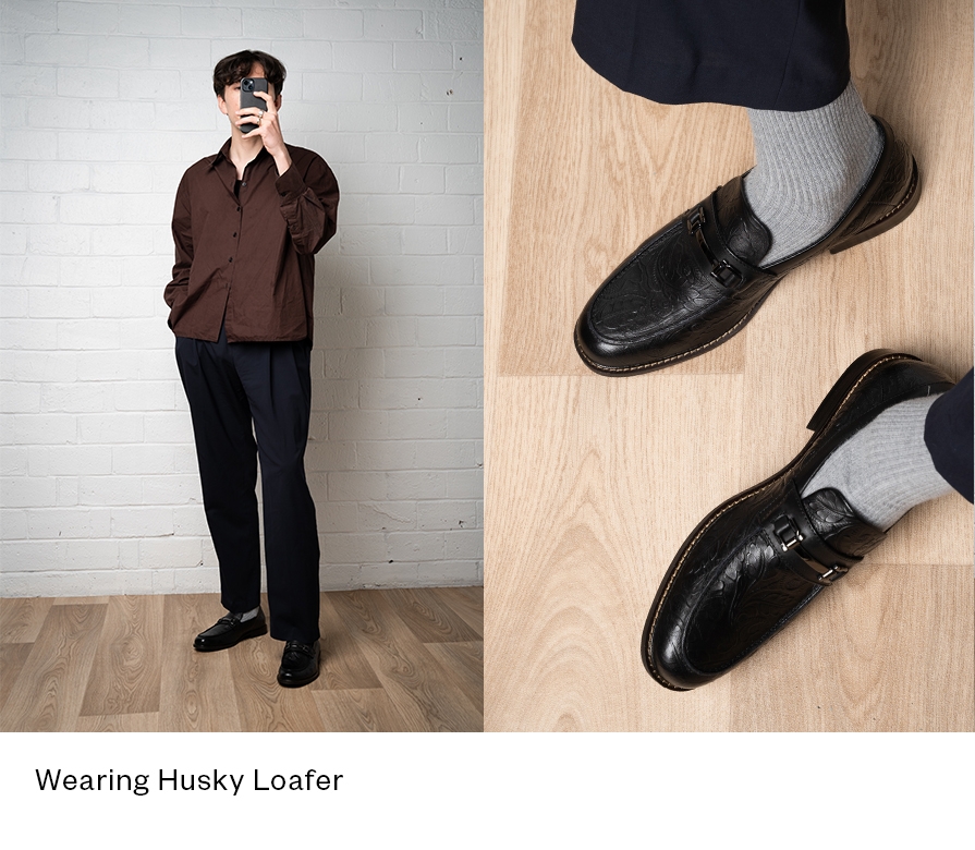 Shop Men's Loafer Husky in Black Floral Embossed