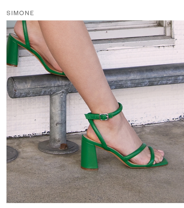 Shop Simone Strappy Sandal in Green Leather